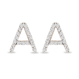 1/10 CT. T.W. Diamond "A" Initial Stud Earrings in 10K Gold