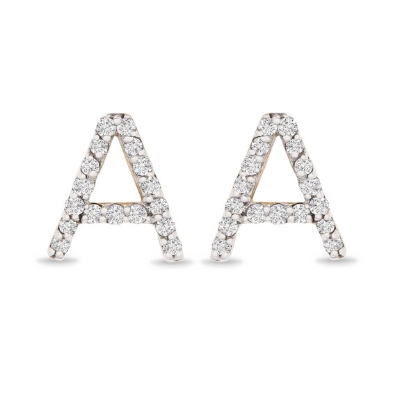 1/10 CT. T.W. Diamond "A" Initial Stud Earrings in 10K Gold 1/10 CT. T.W. Diamond "A" Initial Stud Earrings in 10K Gold