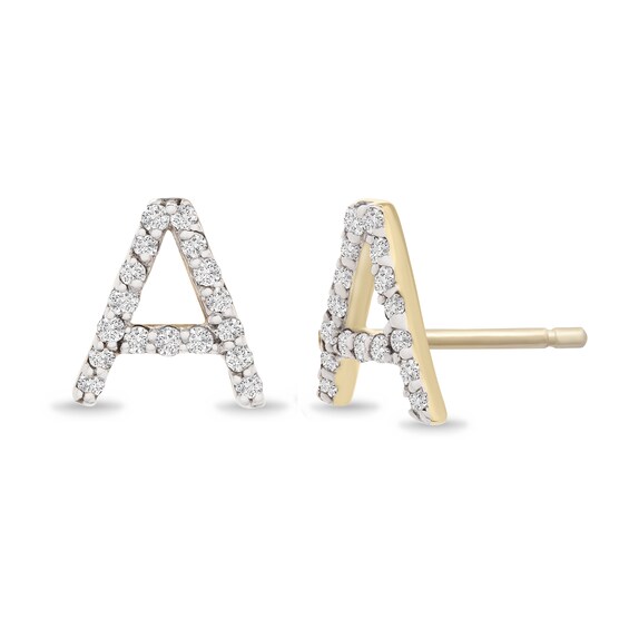 1/10 CT. T.W. Diamond "A" Initial Stud Earrings i 1/10 CT. T.W. Diamond "A" Initial Stud Earrings in 10K Gold