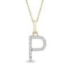 Thumbnail Image 1 of 1/10 CT. T.W. Diamond "P" Initial Pendant in 10K Gold