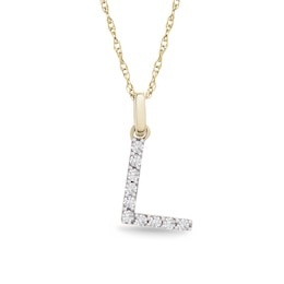 1/10 CT. T.W. Diamond "L" Initial Pendant in 10K Gold