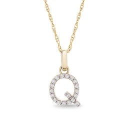 1/10 CT. T.W. Diamond "Q" Initial Pendant in 10K Gold