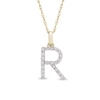 Thumbnail Image 1 of 1/10 CT T.W. Diamond "R" Initial Pendant in 10K Gold