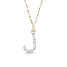 1/10 CT. T.W. Diamond "J" Initial Pendant in 10K Gold