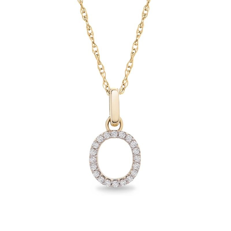 Main Image 1 of 1/10 CT. T.W. Diamond "O" Initial Pendant in 10K Gold