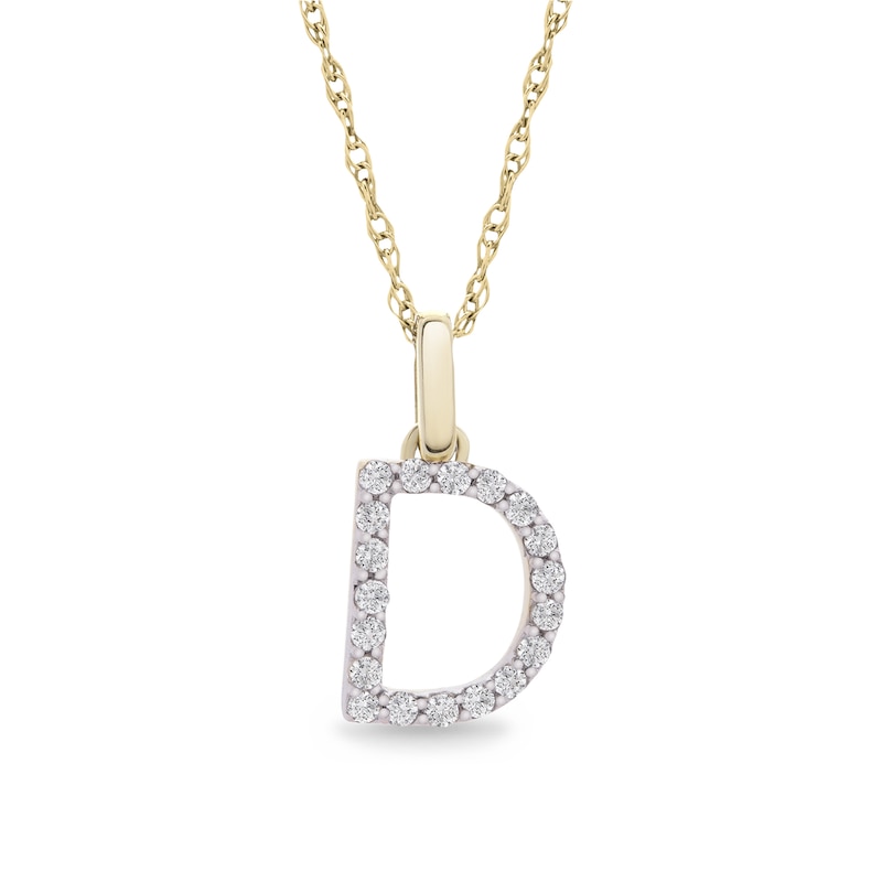 Main Image 1 of 1/10 CT. T.W. Diamond "D" Initial Pendant in 10K Gold