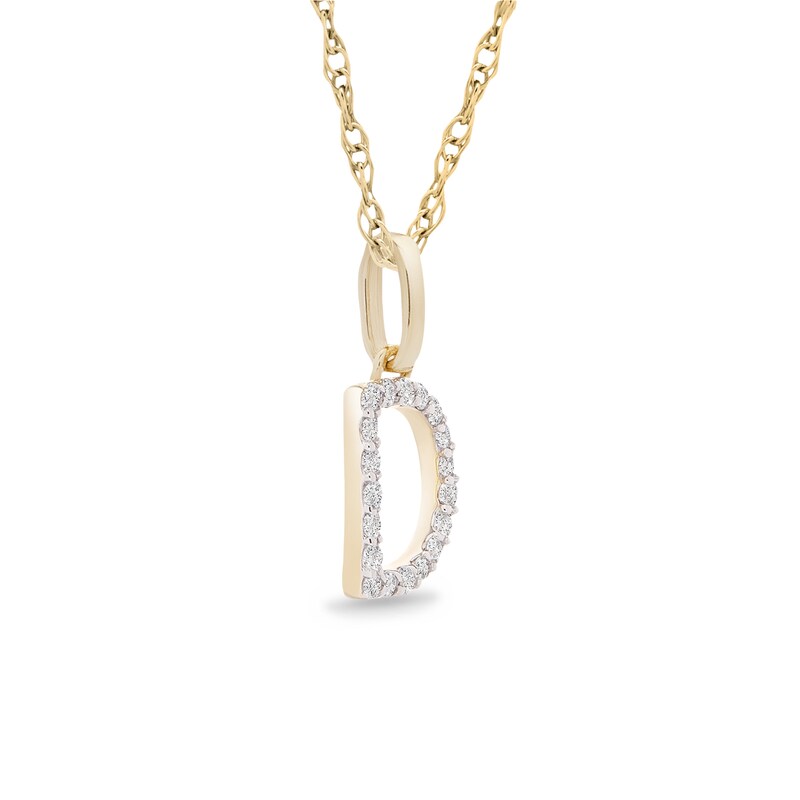 Main Image 2 of 1/10 CT. T.W. Diamond "D" Initial Pendant in 10K Gold