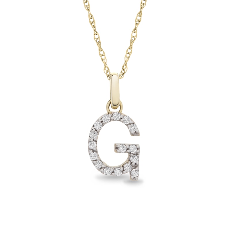 Main Image 1 of 1/10 CT. T.W. Diamond "G" Initial Pendant in 10K Gold