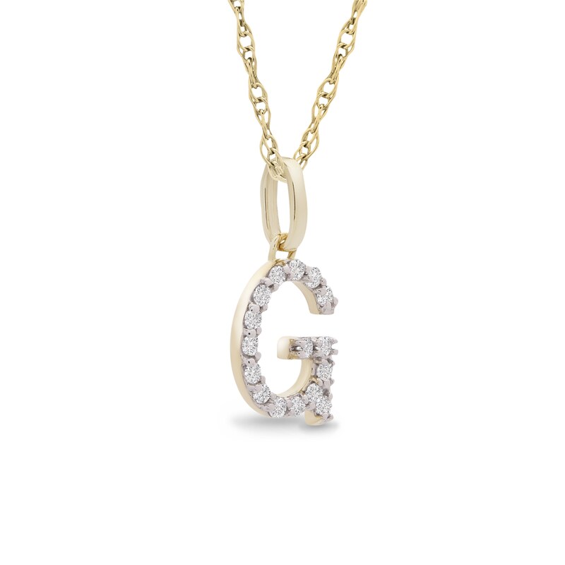 Main Image 2 of 1/10 CT. T.W. Diamond "G" Initial Pendant in 10K Gold