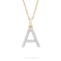 1/10 CT. T.W. Diamond "A" Initial Pendant in 10K Gold