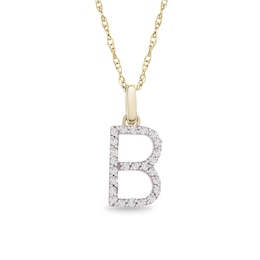 1/10 CT. T.W. Diamond "B" Initial Pendant in 10K Gold