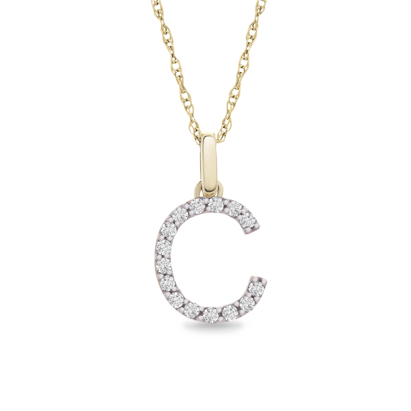 Main Image 1 of 1/10 CT. T.W. Diamond "C" Initial Pendant in 10K Gold