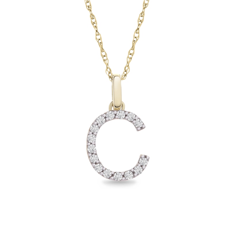 M Initial Necklace with 0.10 Carat TW of Diamonds in 10kt Yellow