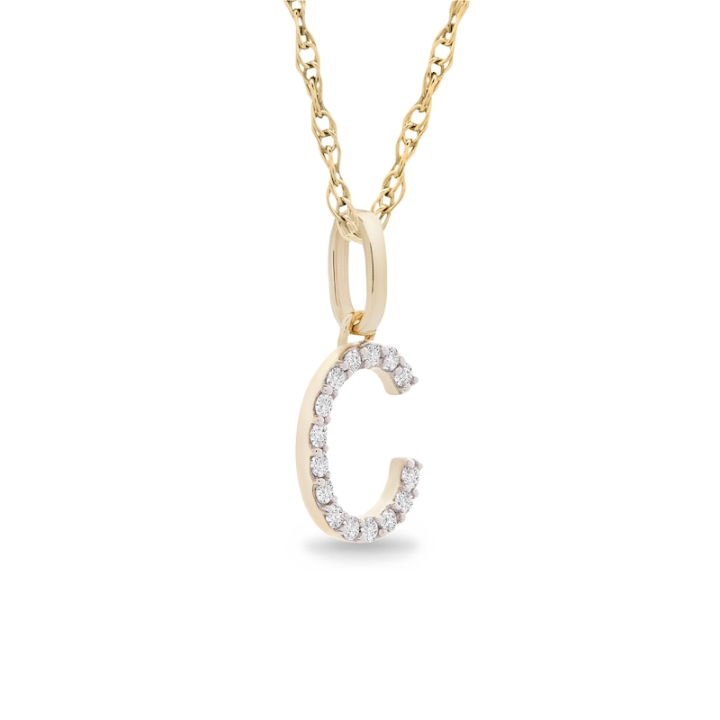 1/10 ctw Diamond Heart Initial Letter M Pendant Necklace in 14K