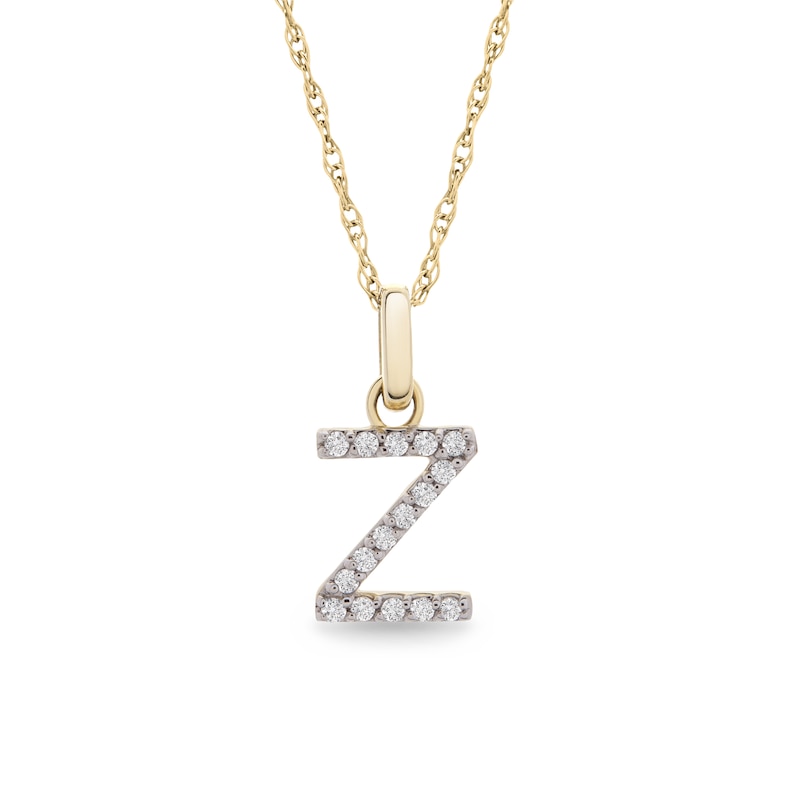 Main Image 1 of 1/10 CT. T.W. Diamond "Z" Initial Pendant in 10K Gold