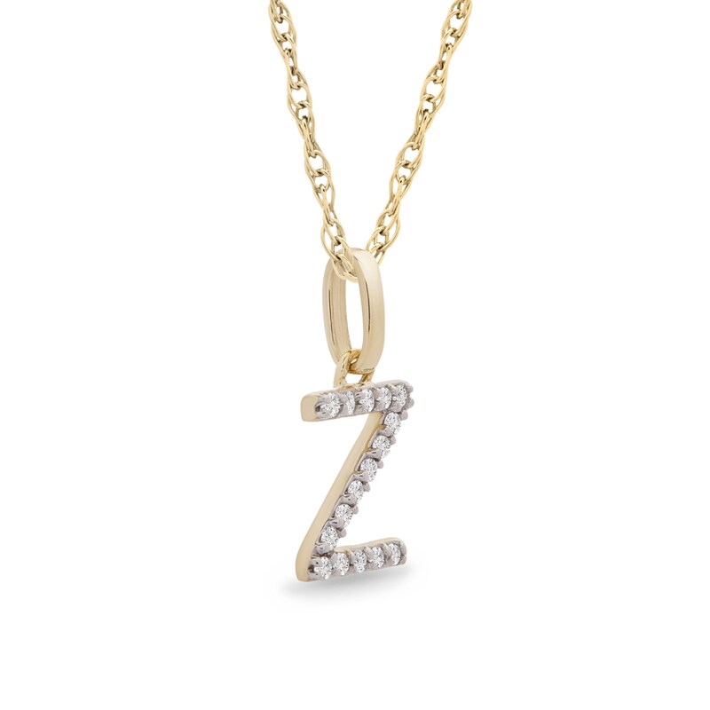 Main Image 2 of 1/10 CT. T.W. Diamond "Z" Initial Pendant in 10K Gold
