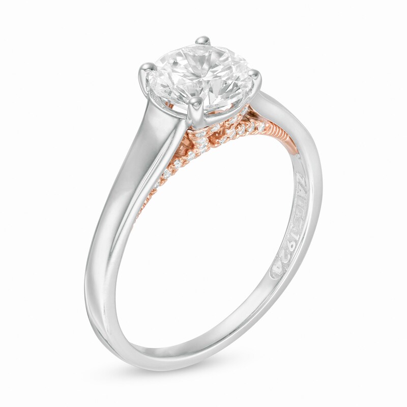Main Image 3 of Zales Private Collection 1-5/8 CTW. Certified Diamond Engagement Ring in 14K Two-Tone Gold (F/I1)