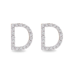 1/10 CT. T.W. Diamond &quot;D&quot; Initial Stud Earrings in 10K Gold