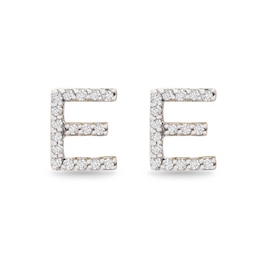 1/10 CT. T.W. Diamond &quot;E&quot; Initial Stud Earrings in 10K Gold