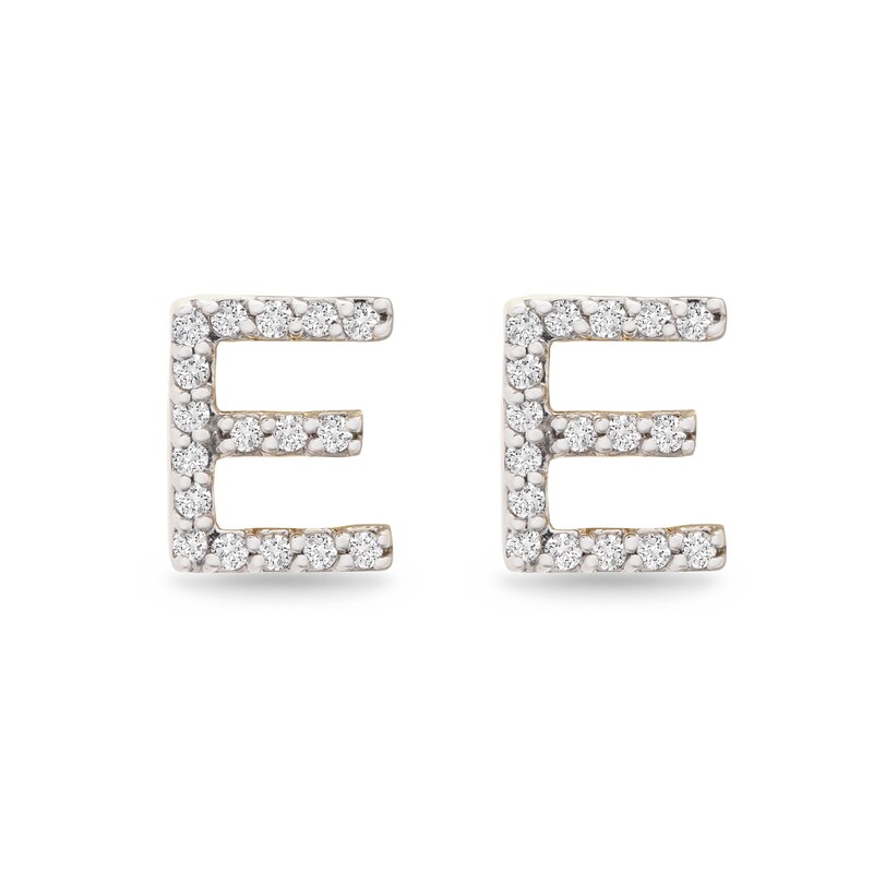 1/10 CT. T.W. Diamond "E" Initial Stud Earrings in 10K Gold