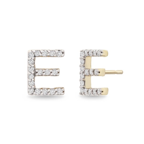 1/10 CT. T.W. Diamond "E" Initial Stud Earrings in 10K Gold 1/10 CT. T.W. Diamond "E" Initial Stud Earrings in 10K Gold