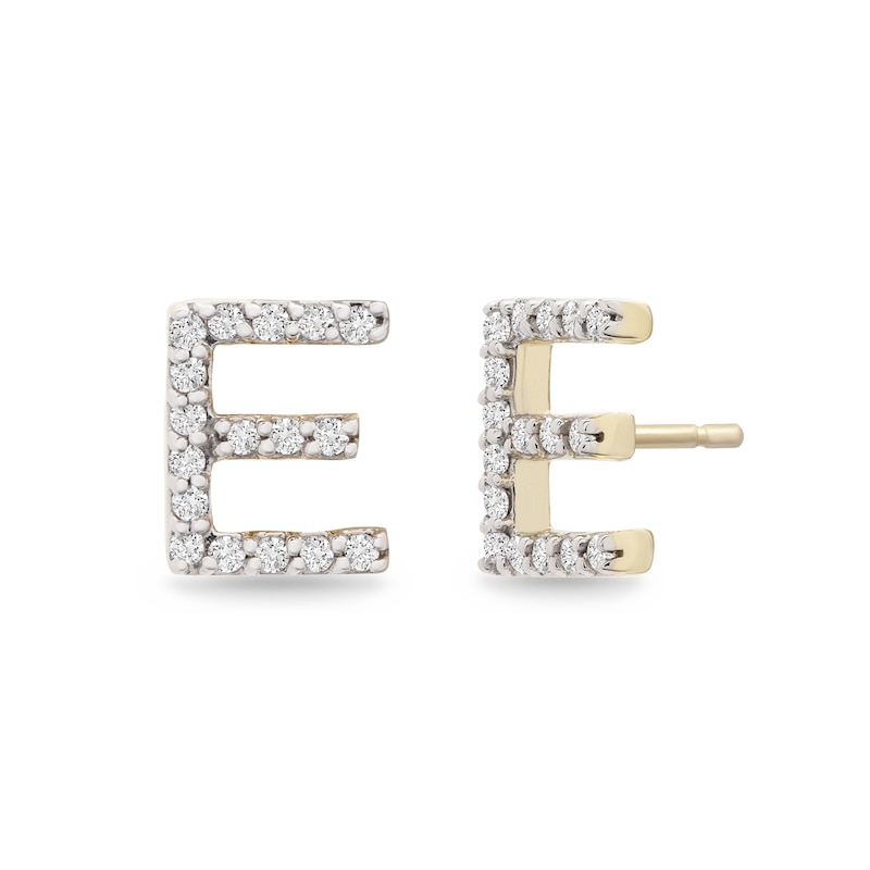 1/10 CT. T.W. Diamond "E" Initial Stud Earrings in 10K Gold