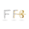 Thumbnail Image 2 of 1/10 CT. T.W. Diamond Block "F" Initial Stud Earrings in 10K Gold