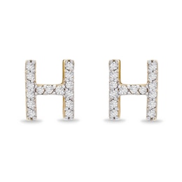 1/10 CT. T.W. Diamond "H" Initial Stud Earrings in 10K Gold