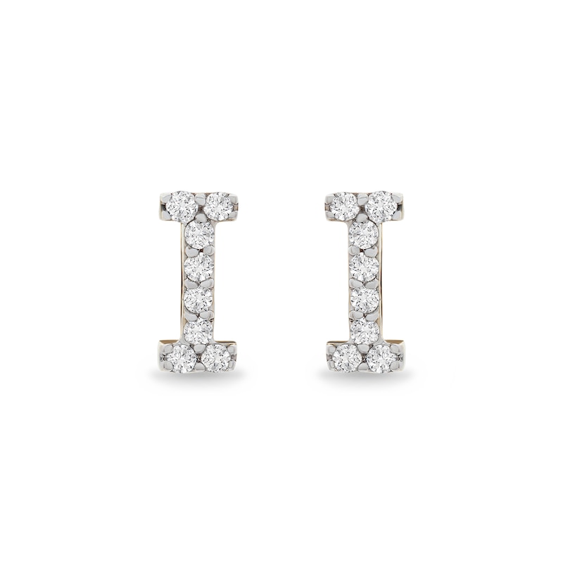 Main Image 1 of 1/10 CT. T.W. Diamond "I" Initial Stud Earrings in 10K Gold