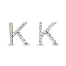 1/10 CT. T.W. Diamond "K" Initial Stud Earrings in 10K Gold