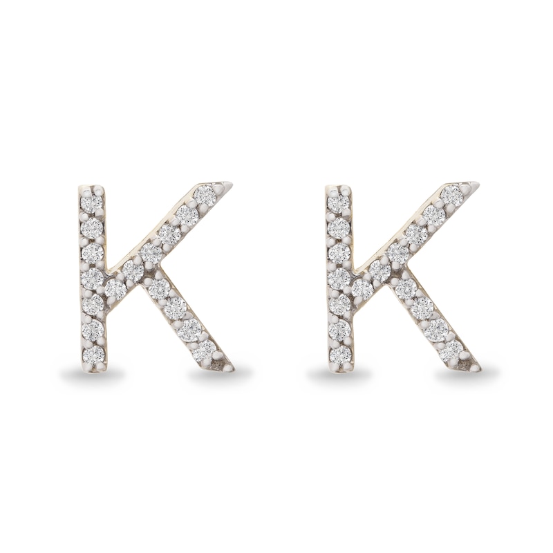 Diamond Letter C Earrings 1/10 ct tw Round 14K Yellow Gold