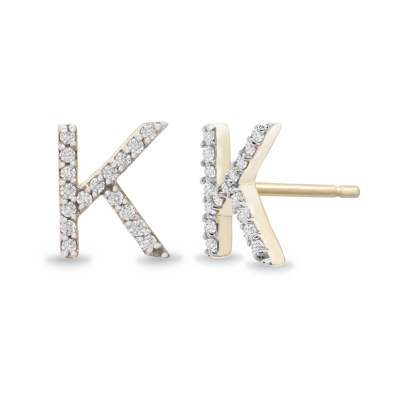 1/10 CT. T.W. Diamond "K" Initial Stud Earrings in 10K Gold
