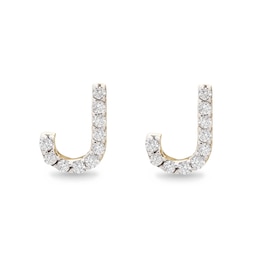 1/10 CT. T.W. Diamond &quot;J&quot; Initial Stud Earrings in 10K Gold