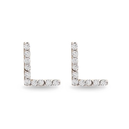 1/10 CT. T.W. Diamond "L" Initial Stud Earrings in 10K Gold