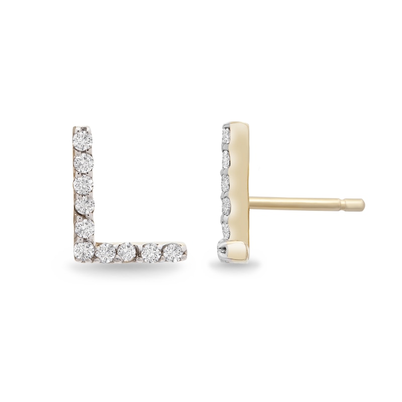 1/10 CT. T.W. Diamond "L" Initial Stud Earrings in 10K Gold