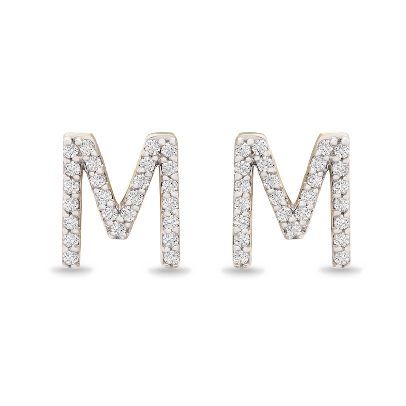 1/10 CT. T.W. Diamond "M" Initial Stud Earrings in 10K Gold