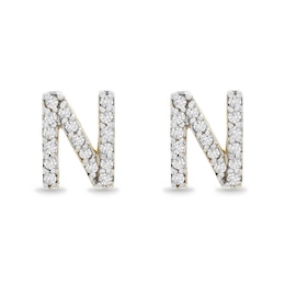 1/10 CT. T.W. Diamond "N" Initial Stud Earrings in 10K Gold
