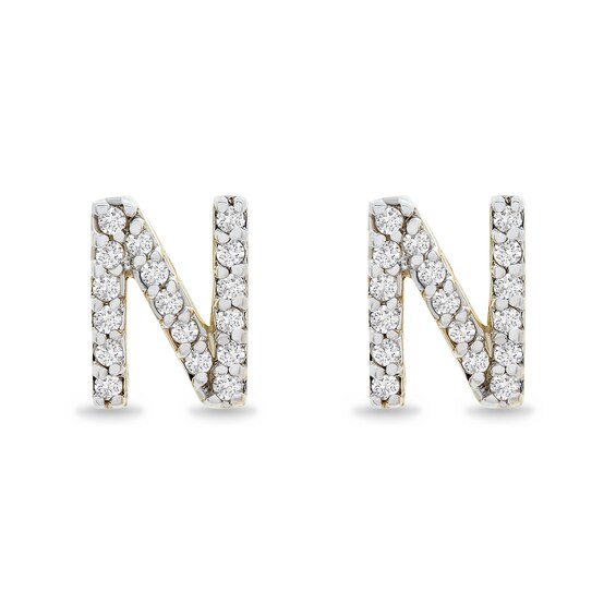 1/10 CT. T.W. Diamond "N" Initial Stud Earrings in 10K Gold 1/10 CT. T.W. Diamond "N" Initial Stud Earrings in 10K Gold
