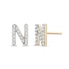 Thumbnail Image 2 of 1/10 CT. T.W. Diamond "N" Initial Stud Earrings in 10K Gold