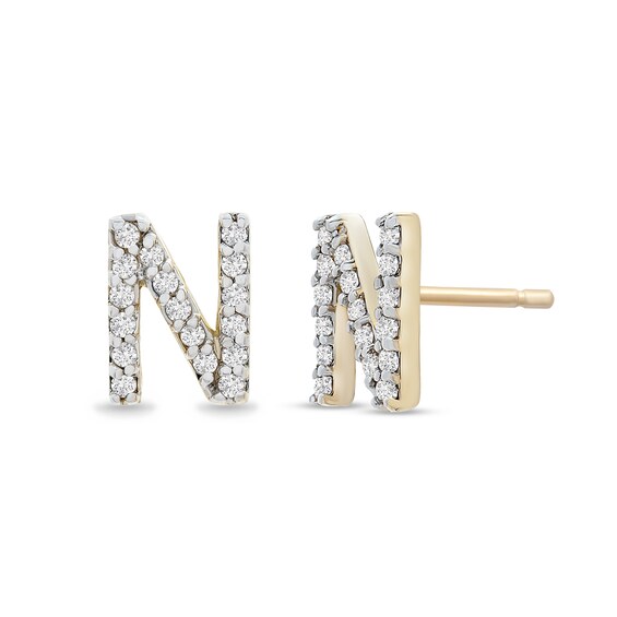 1/10 CT. T.W. Diamond "N" Initial Stud Earrings in 10K Gold 1/10 CT. T.W. Diamond "N" Initial Stud Earrings in 10K Gold