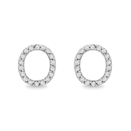 1/10 CT. T.W. Diamond &quot;O&quot; Initial Stud Earrings in 10K Gold