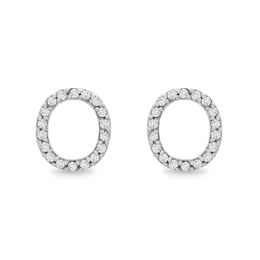 1/10 CT. T.W. Diamond "O" Initial Stud Earrings in 10K Gold
