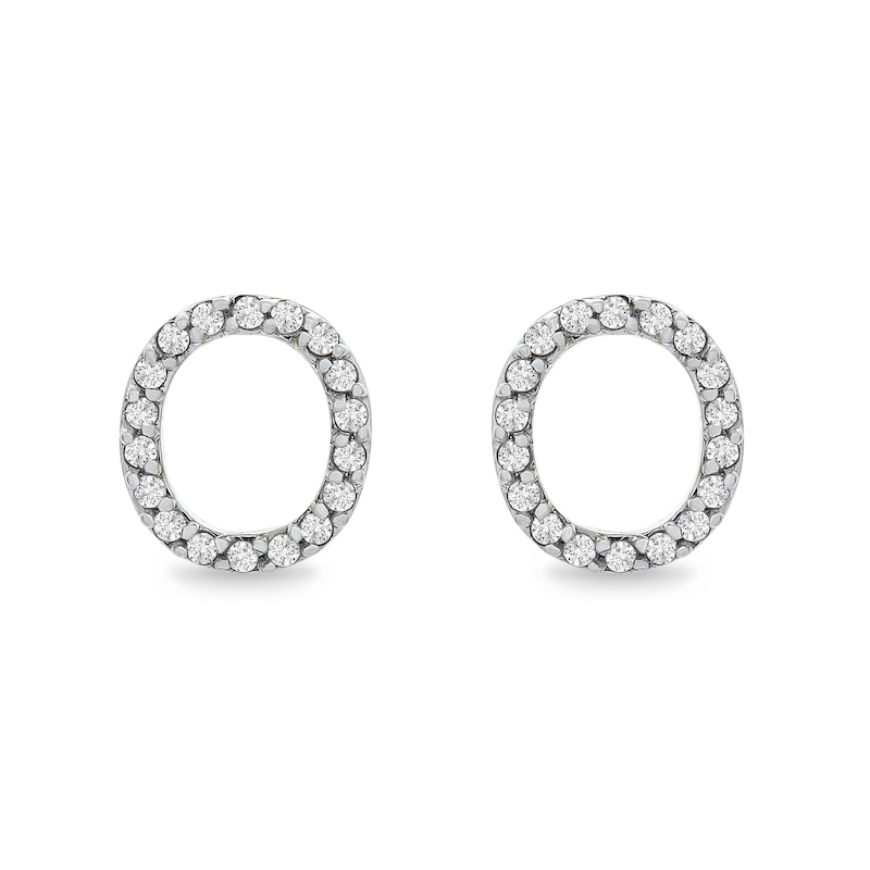 Main Image 1 of 1/10 CT. T.W. Diamond "O" Initial Stud Earrings in 10K Gold