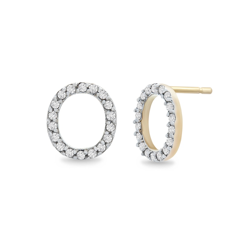 1/10 CT. T.W. Diamond "O" Initial Stud Earrings in 10K Gold