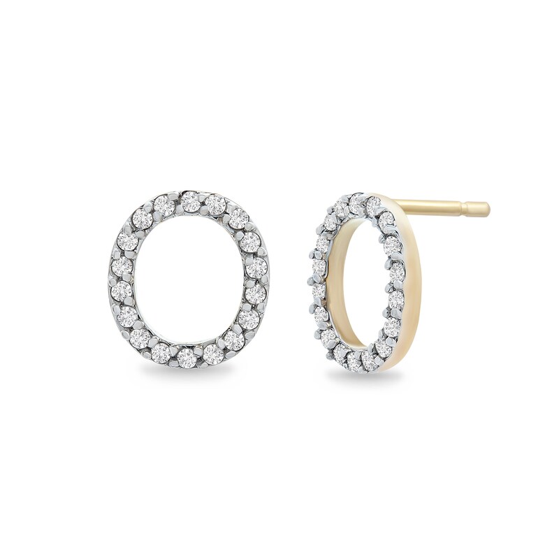 Main Image 2 of 1/10 CT. T.W. Diamond "O" Initial Stud Earrings in 10K Gold