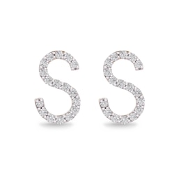 1/10 CT. T.W. Diamond "S" Initial Stud Earrings in 10K Gold
