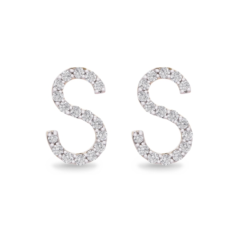 1/10 CT. T.W. Diamond "S" Initial Stud Earrings in 10K Gold