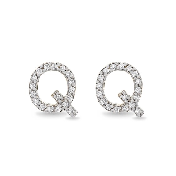 1/10 CT. T.W. Diamond "Q" Initial Stud Earrings in 10K Gold 1/10 CT. T.W. Diamond "Q" Initial Stud Earrings in 10K Gold