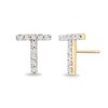 Thumbnail Image 2 of 1/10 CT. T.W. Diamond "T" Initial Stud Earrings in 10K Gold