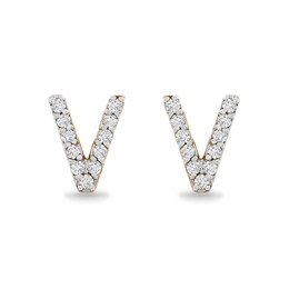 1/10 CT. T.W. Diamond "V" Initial Stud Earrings in 10K Gold